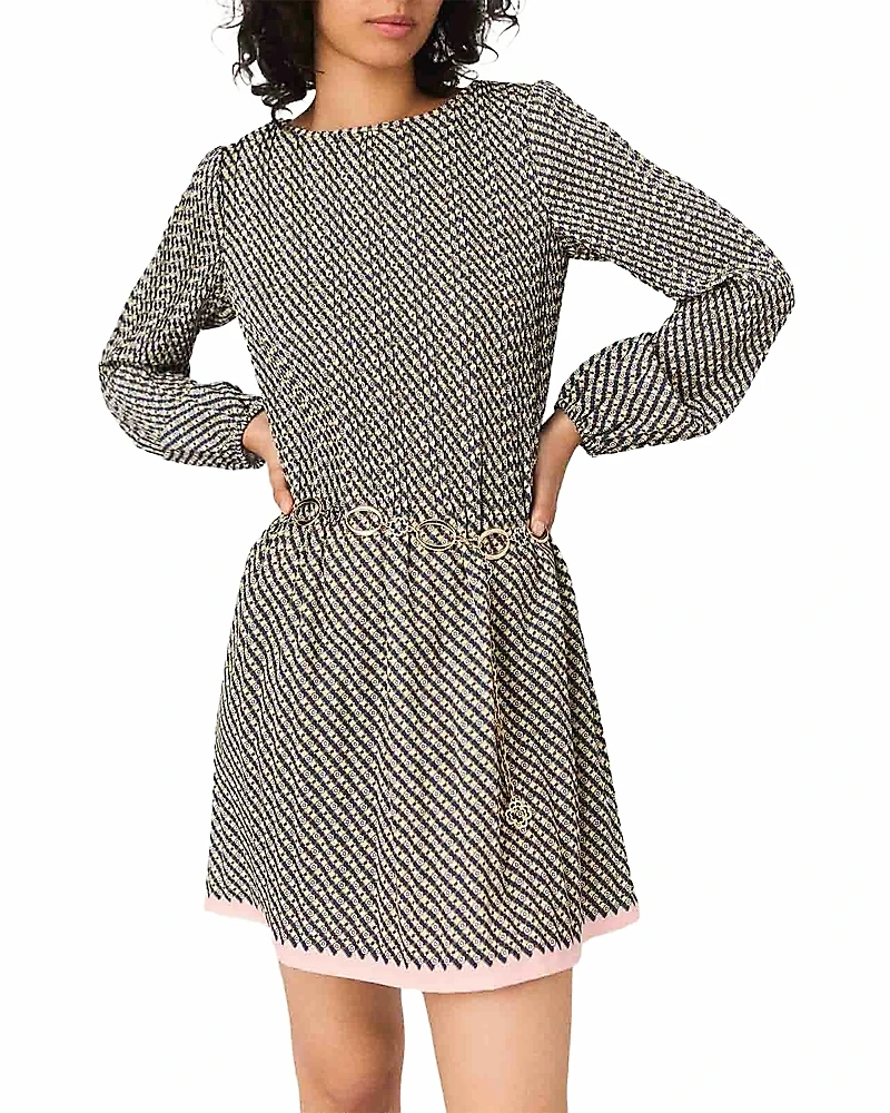 Maje Patterned Pleated Dress