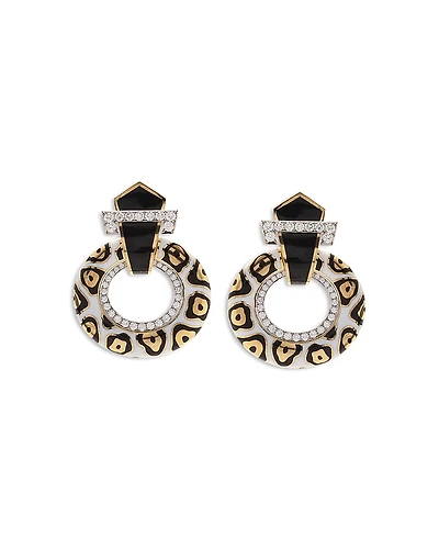 David Webb Diamond Leopard Spot Doorknocker Earrings