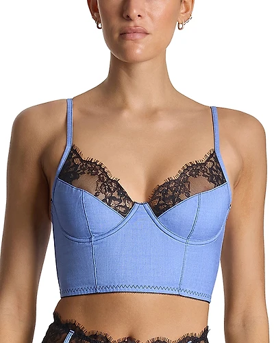 Hanky Panky x Lexi Wood Katrina Denim & Lace Underwire Longline Bra