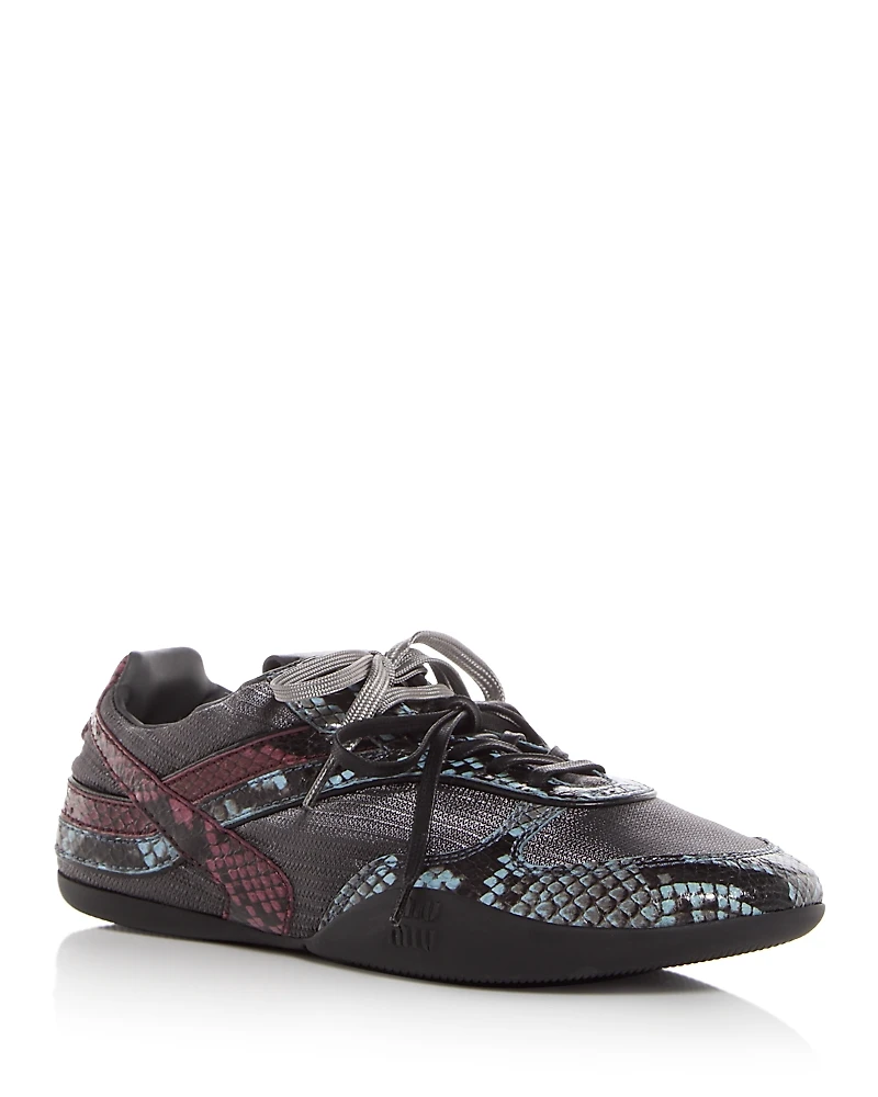 Miu Women's Snake Embossed Sneakers