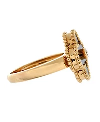 Vintage Alhambra Ring 18K Gold with Onyx and Diamond
