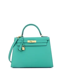 Pre-Owned HERMES Kelly 28 Handbag Green Epsom with Gold Hardware