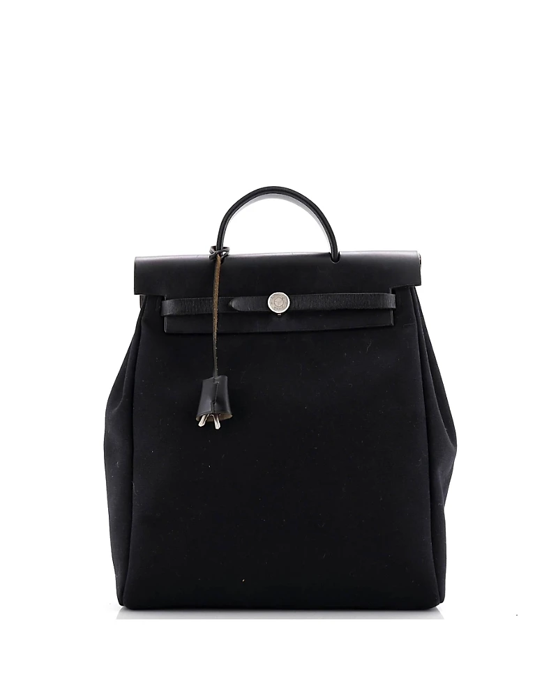 Pre-Owned HERMES Herbag A Dos Zip Backpack Toile and Leather