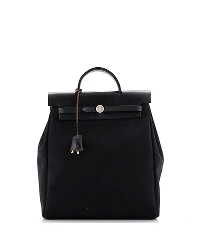 Pre-Owned HERMES Herbag A Dos Zip Backpack Toile and Leather