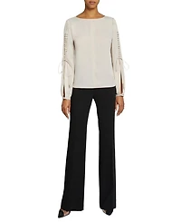 Livi Long Sleeve Top with Grommet Detail Fluid Crepe