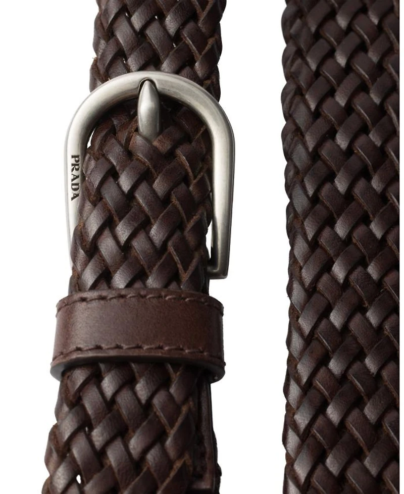 Narrow Braided Leather Belt