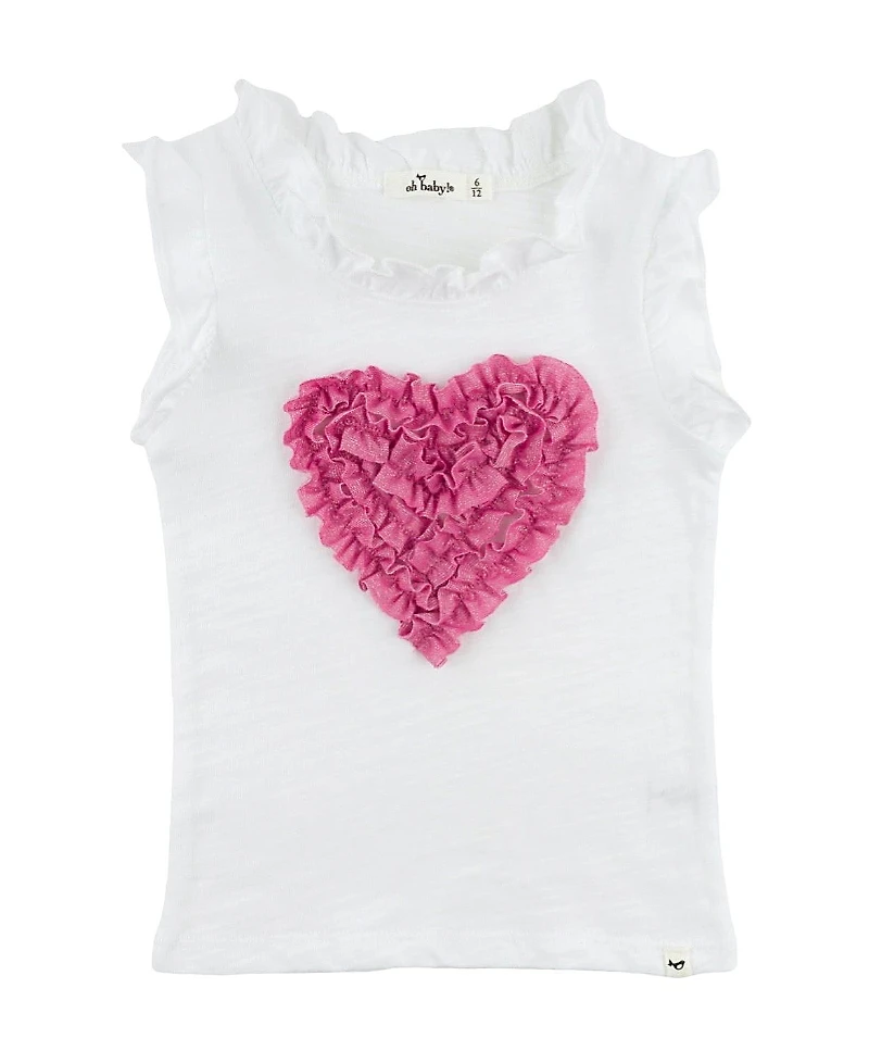 oh baby! Girls' Rebekah Ruffle Heart Sparkle Tank - Baby