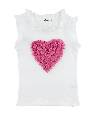 oh baby! Girls' Rebekah Ruffle Heart Sparkle Tank - Baby