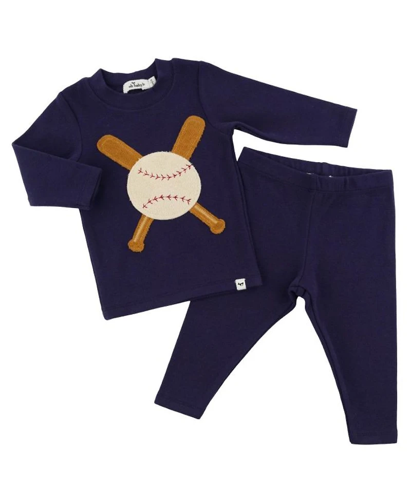 Boys' Terry Baseball Applique Two Piece Set - Baby