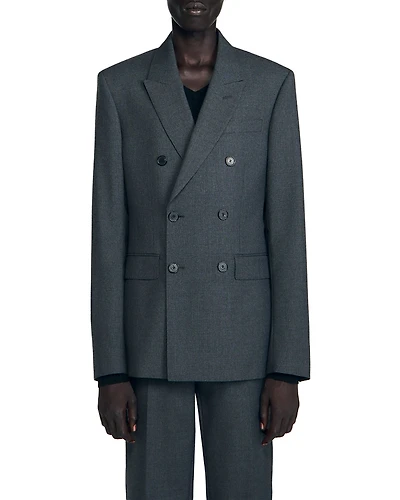 Sandro Double Breasted Classic Fit Suit Jacket