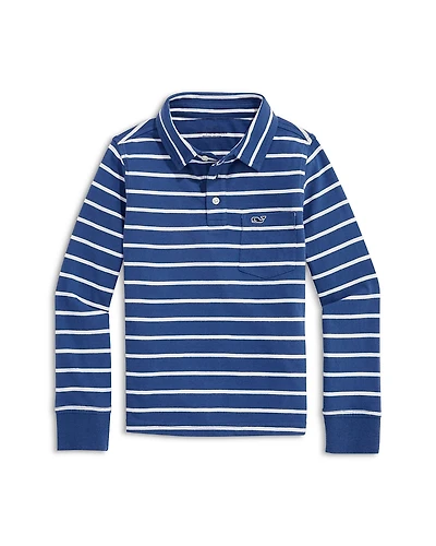 Vineyard Vines Boys' Surf Striped Long Sleeve Polo - Little Kid, Big Kid