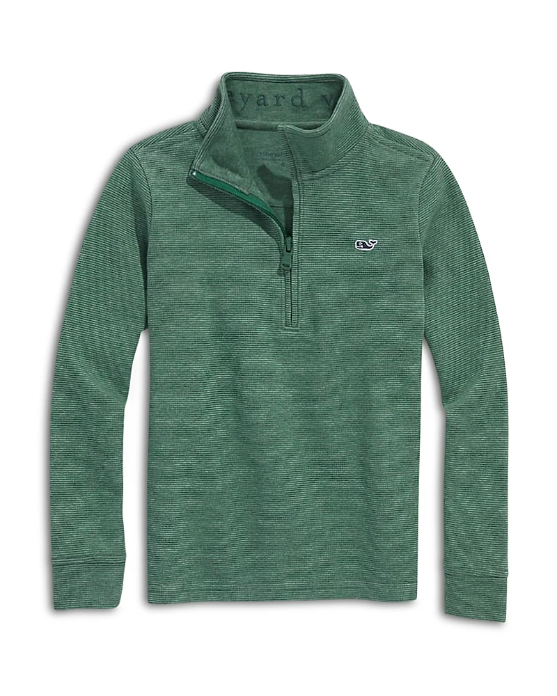 Vineyard Vines Boys' Saltwater Stripe Quarter Zip Mock Neck Sweatshirt - Little Kid, Big Kid