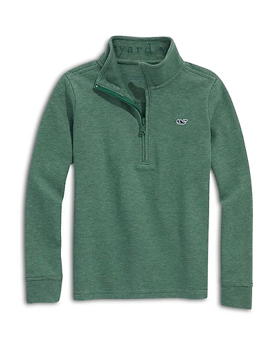 Vineyard Vines Boys' Saltwater Stripe Quarter Zip Mock Neck Sweatshirt - Little Kid, Big Kid