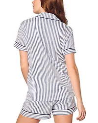 French Ticking Pima Pajama Shorts Set