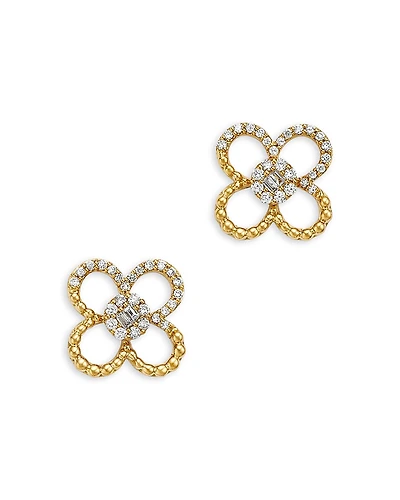 Bloomingdale's Fine Collection Diamond Clover Silhouette Stud Earrings