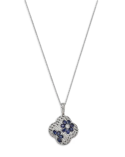 Bloomingdale's Fine Collection Sapphire & Diamond Clover Pendant Necklace