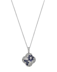 Bloomingdale's Fine Collection Sapphire & Diamond Clover Pendant Necklace