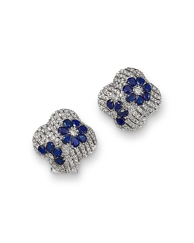 Bloomingdale's Fine Collection Sapphire & Diamond Clover Earrings