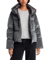 Herno Sequin Velvet Short Puffer Coat