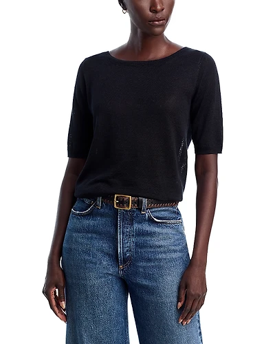 Majestic Filatures Linen Boat Neck Top