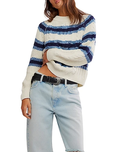 Free People Frankie Cable Striped Sweater