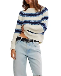 Free People Frankie Cable Striped Sweater