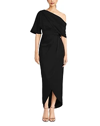 Theia Rayna One Shoulder Draped Gown