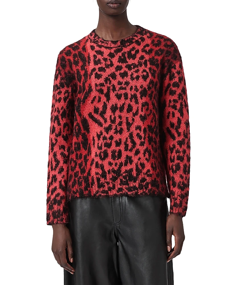 Allsaints Lex Leopard Print Crewneck Sweater