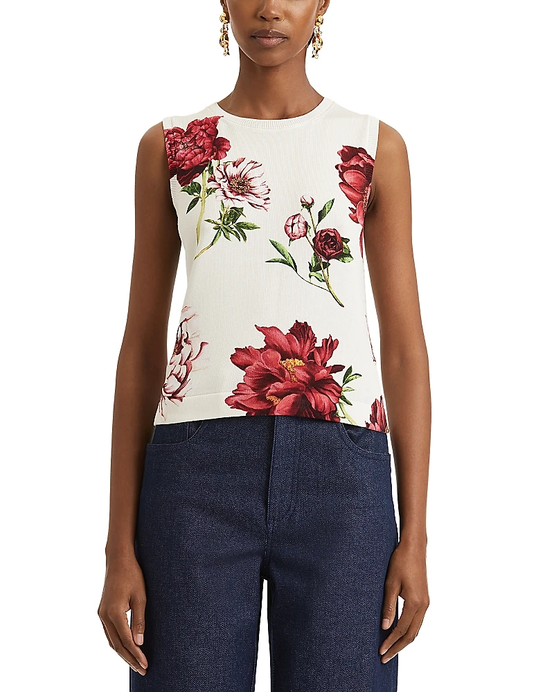 Oscar de la Renta Peony Print Tank Top
