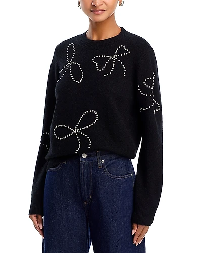 Aqua Rhinestone Bow Sweater - Exclusive
