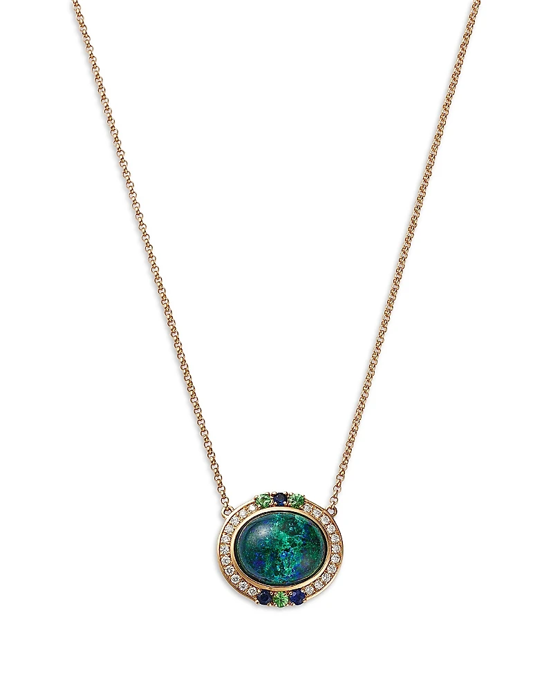 Bloomingdale's Fine Collection Azurite, Blue Sapphire, Tsavorite & Diamond Pendant Necklace, 16-18