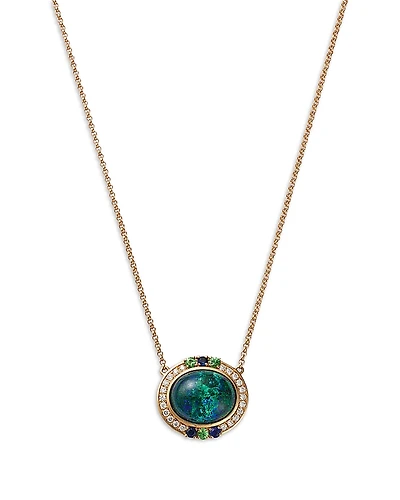 Bloomingdale's Fine Collection Azurite, Blue Sapphire, Tsavorite & Diamond Pendant Necklace, 16-18