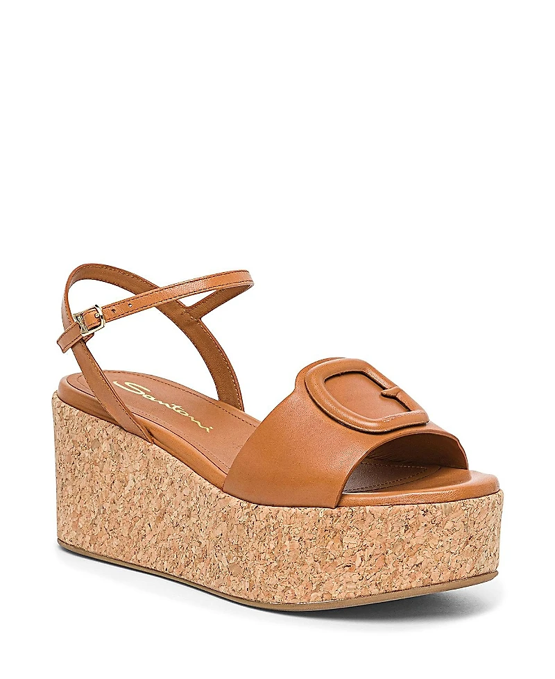 Santoni Women's Leather Wedge Sandals