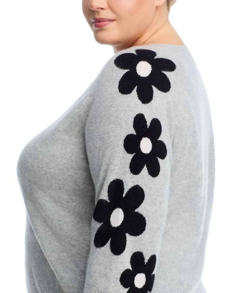 Floral Sleeve Cashmere Sweater - Exclusive