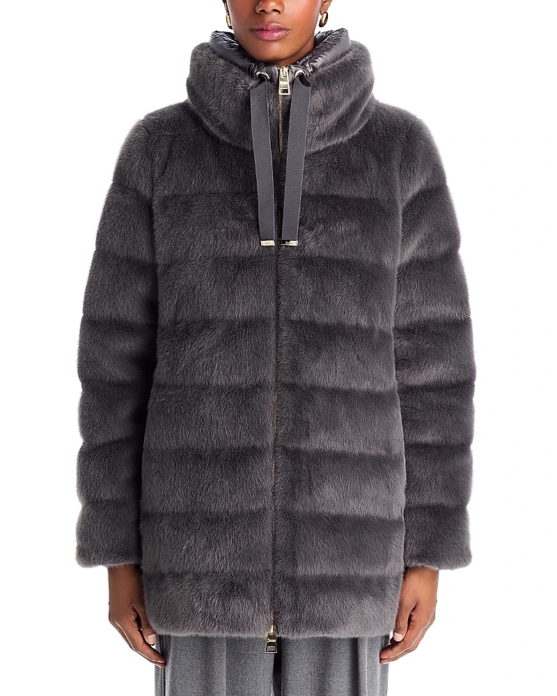 Herno Lady Alternative Faux Fur A Line Coat