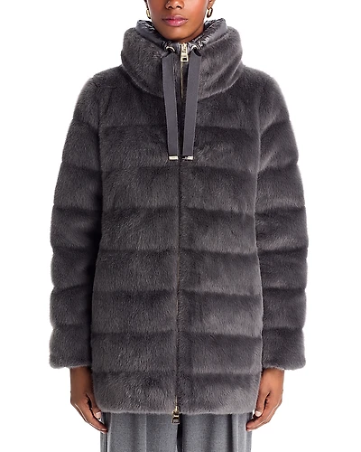 Herno Lady Alternative Faux Fur A Line Coat