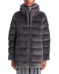 Herno Lady Alternative Faux Fur A Line Coat