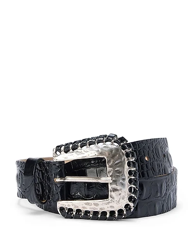 L'Agence Brisa Laced Croc Embossed Belt