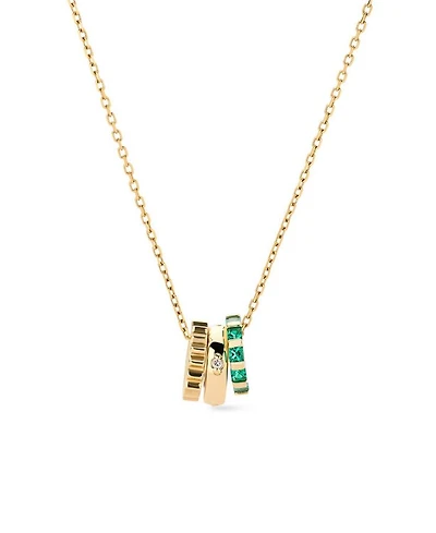 Solid Emerald Zeno Charm Necklace