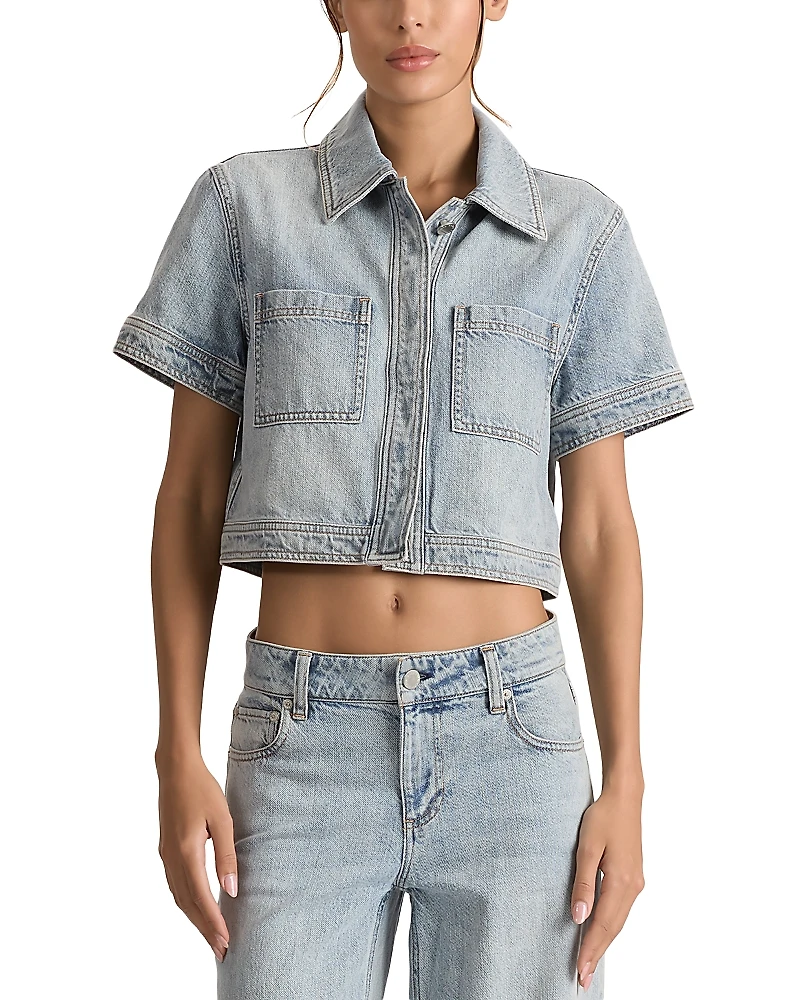 Alice and Olivia Tesha Denim Cropped Top