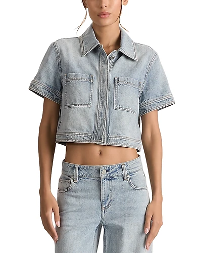 Alice and Olivia Tesha Denim Cropped Top