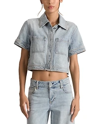 Alice and Olivia Tesha Denim Cropped Top