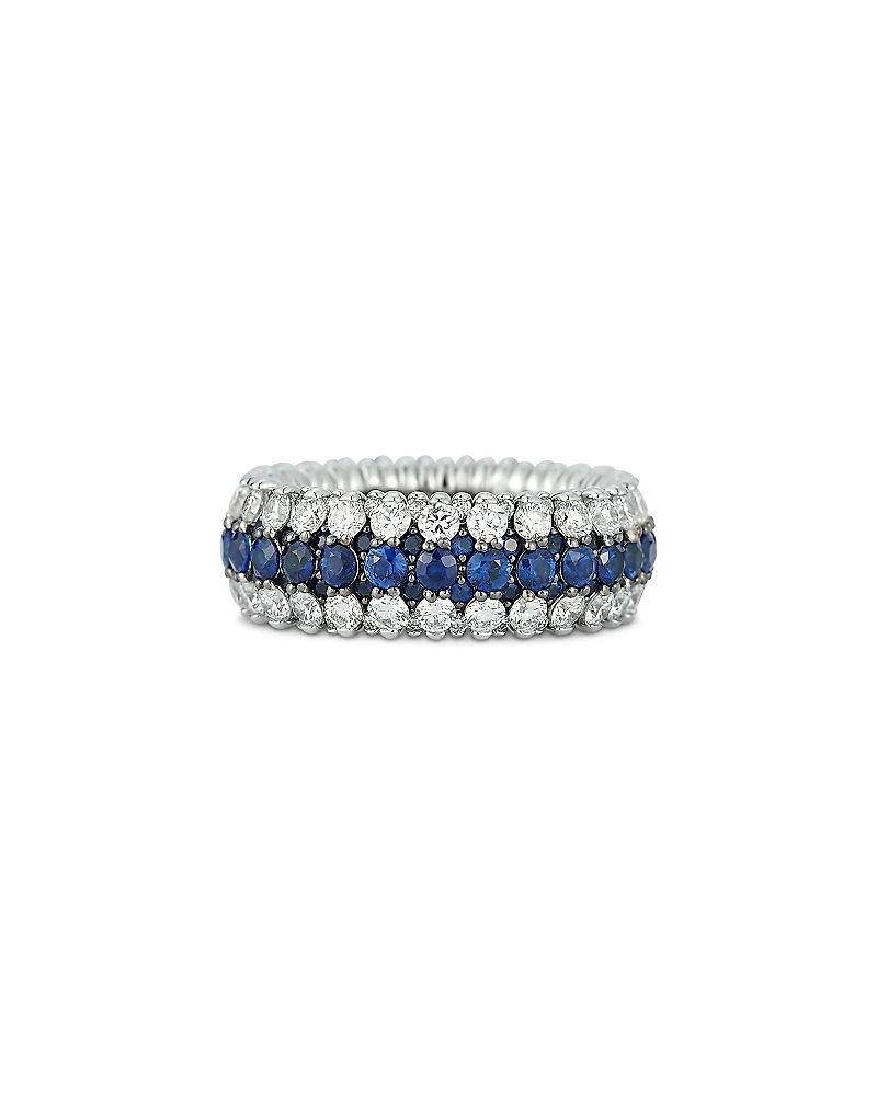 Roberto Demeglio 18K White Gold Giotto Sapphire & Diamond Multirow Stretch Ring