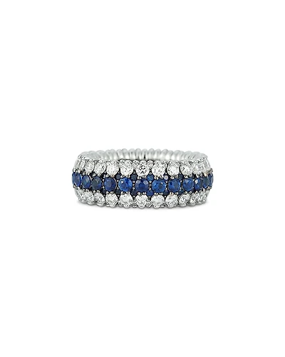 Roberto Demeglio 18K White Gold Giotto Sapphire & Diamond Multirow Stretch Ring