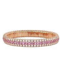 18K Rose Gold Giotto Pink Sapphire & Diamond Multirow Stretch Bracelet