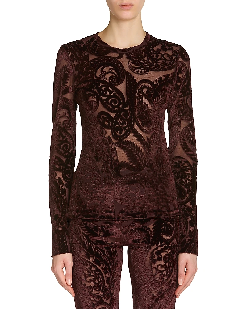 Etro Long Sleeve Velvet Top