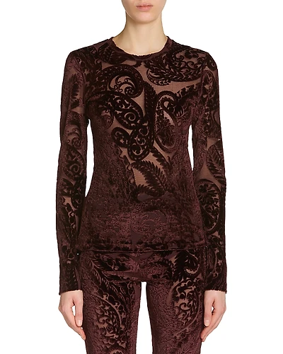 Etro Long Sleeve Velvet Top