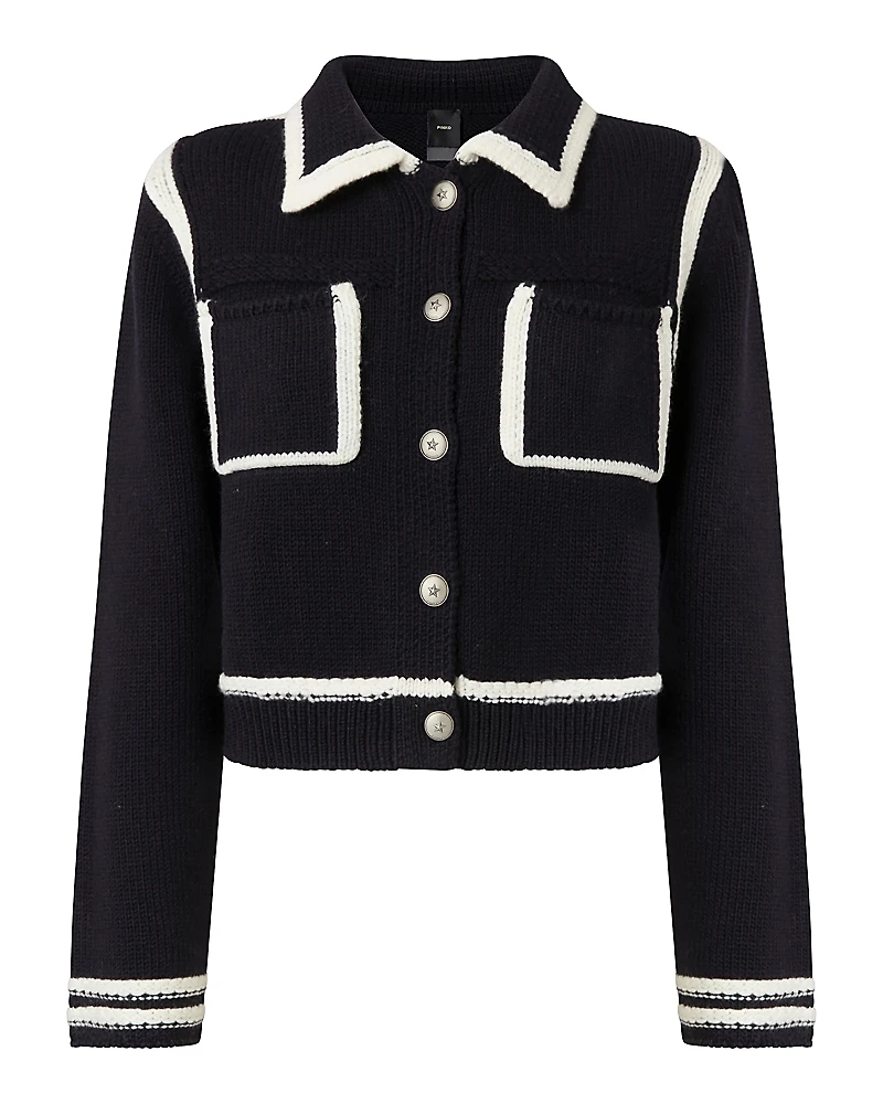 Pinko Sulcis Wool Collared Cardigan Sweater