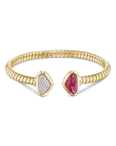 Marina B Trisolina Rubellite & Diamond Castagna Bangle Bracelet