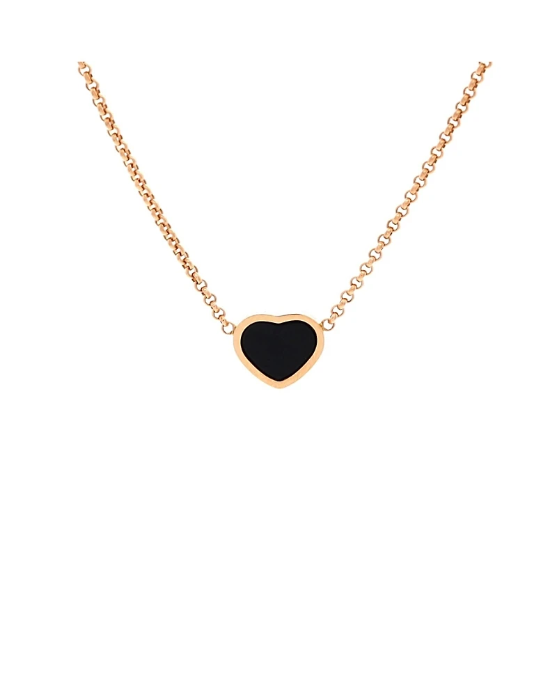 Pre-Owned Chopard My Happy Hearts Pendant Necklace 18K Rose Gold with Onyx